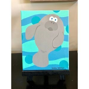 Children's Manatee Painting, Nursery Art, Sea Collection Canvas 8 x 10 painting